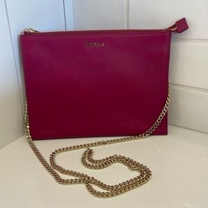 Furla Leather Dark Pink/Magenta Crossbody Chain Bag—GORGEOUS!! New W/O Tags!